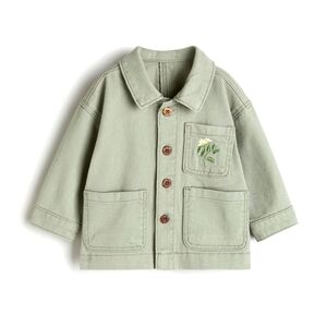 Kids Green Jacket with Floral Embroidery